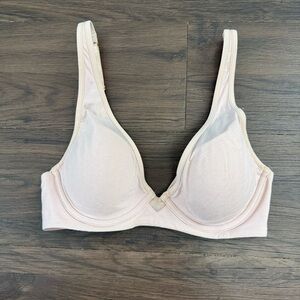 ThirdLove 24/7 Cotton Plunge Bra Light Rose Pink Size 32B 1/2 Pima Cotton Padded